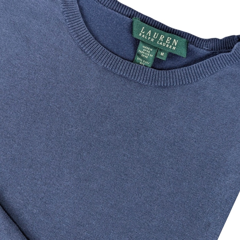 Lauren Ralph Lauren Mens Blue Silk Blend Crewneck Sweater Medium‎ Fine Knit
